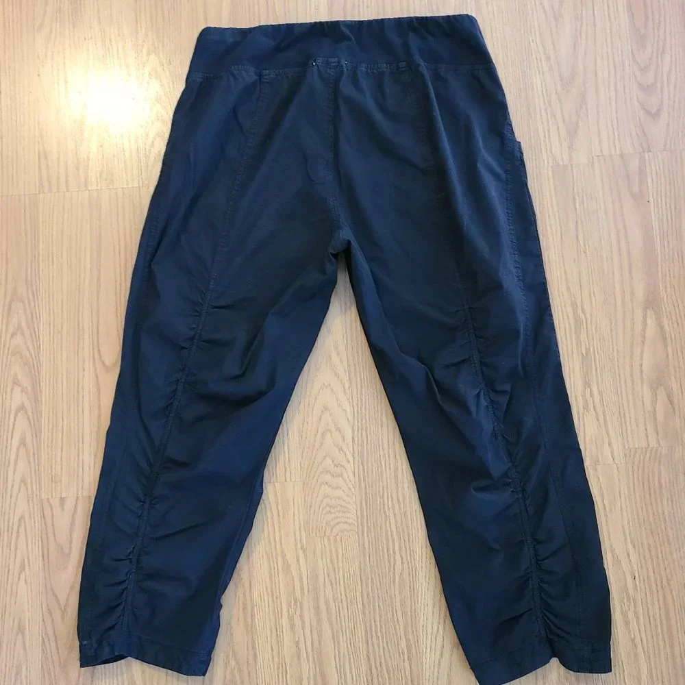 CORE WEARABLES XCVI IRIS cropped ruched black stretch cotton pants sz L - Picture 5 of 7
